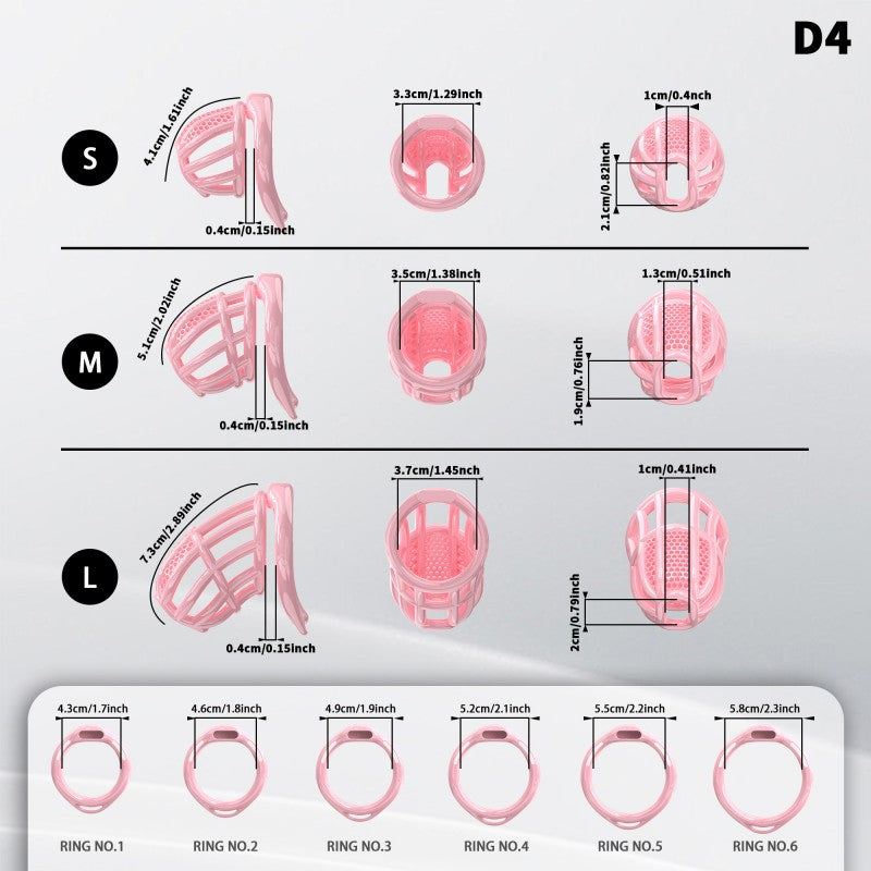 Honeycomb Mesh Adjustable Chastity Cage with Harness Strap (D4)