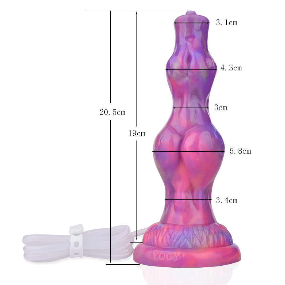 Domlust NightKnot – Glow-in-the-Dark Knotted Dog Dildo | Squirting Platinum Silicone Fantasy Toy