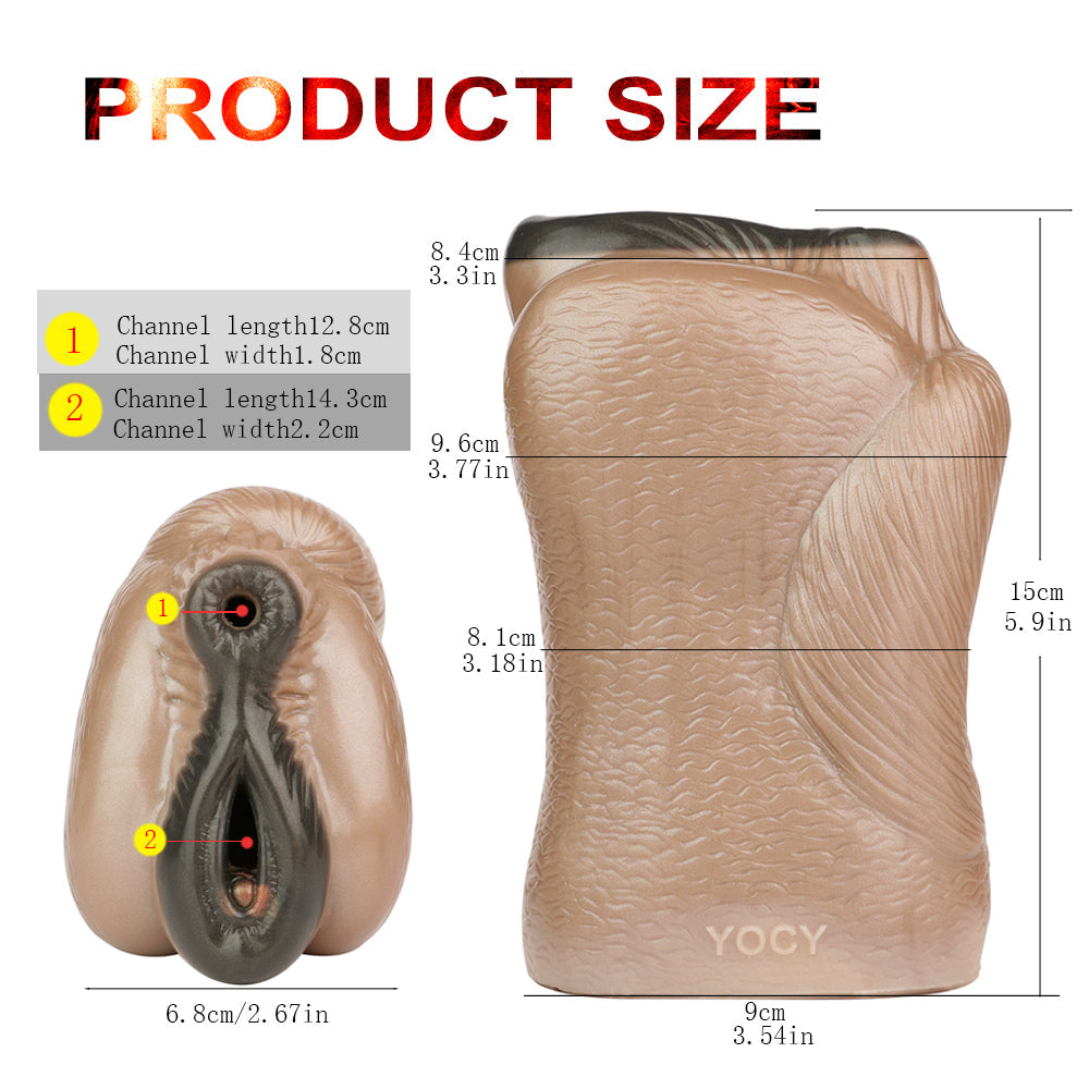 Ebony Horse Pussy Masturbator — Dual-Tunnel Fetish Silicone Sex Toy for Men