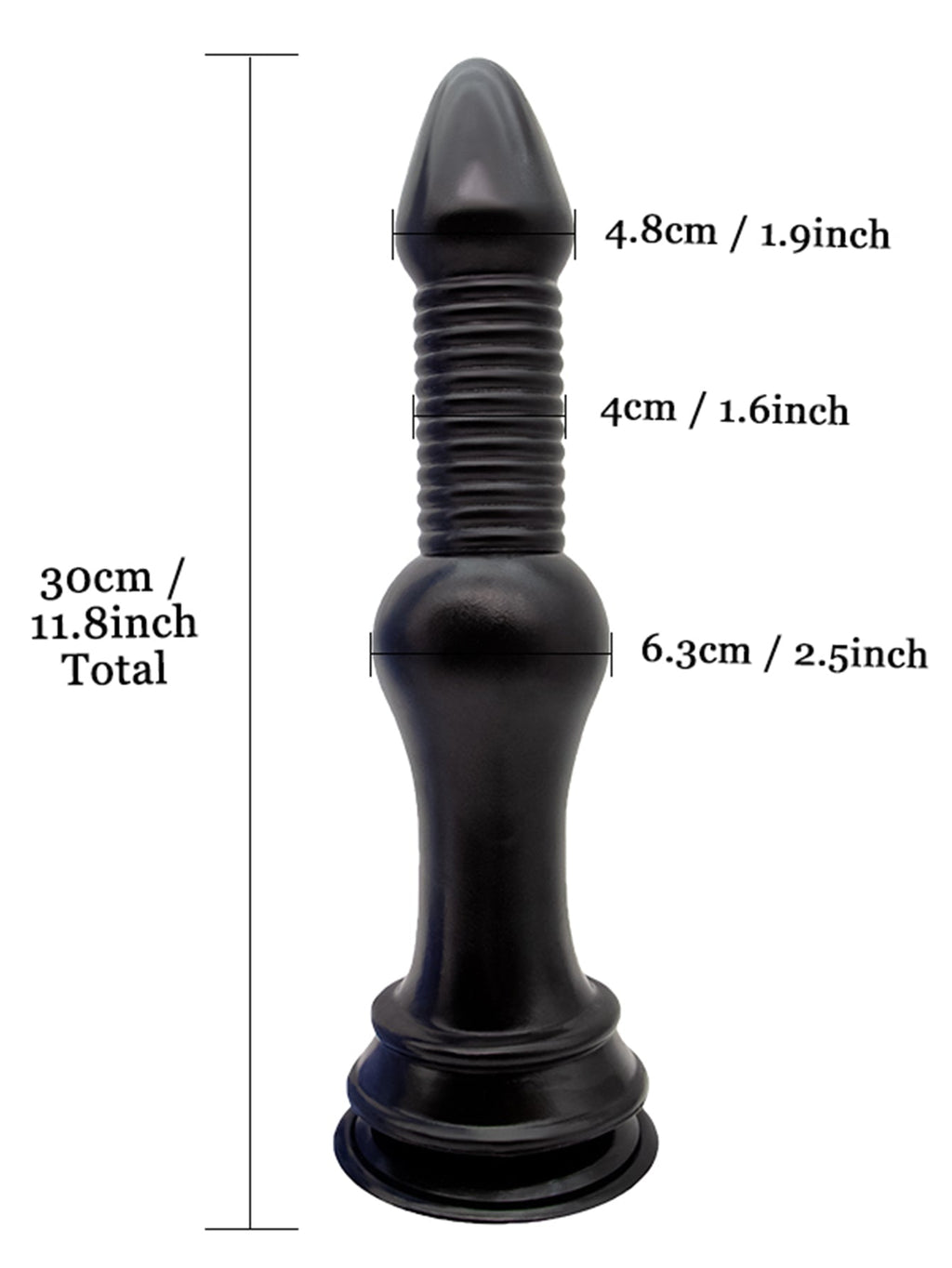 Large Threads Anal Dildos - 11.8-inch Huge Black Dildos Sex Toys for Women Men