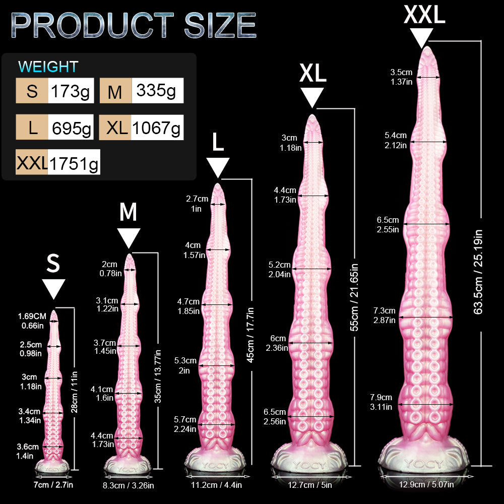 Platinum Silicone Tentacle Dildo – Fantasy Pink Big Suction Cup Sex Toys | S to XXL 25 Inch Sizes