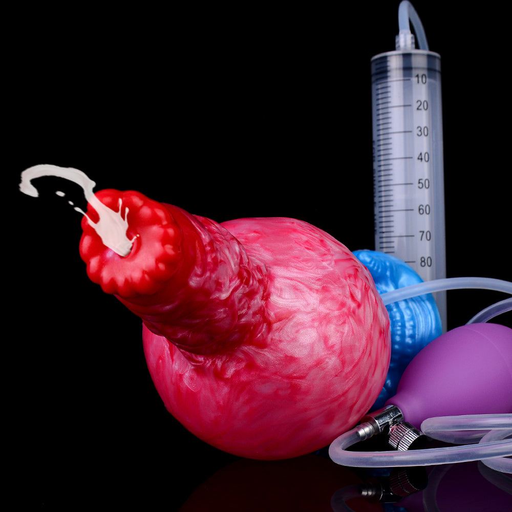 Ejaculating Dog Dildo Anal Butt Plug - Inflatable Anal Dildos Silicone Vaginal Masturbation Sex Toys