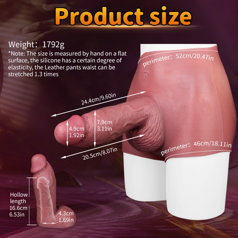 Thick Dildo Penissleeve Extender Pants – High Waist Silicone Realistic Cock Sleeve Sheath Underwear