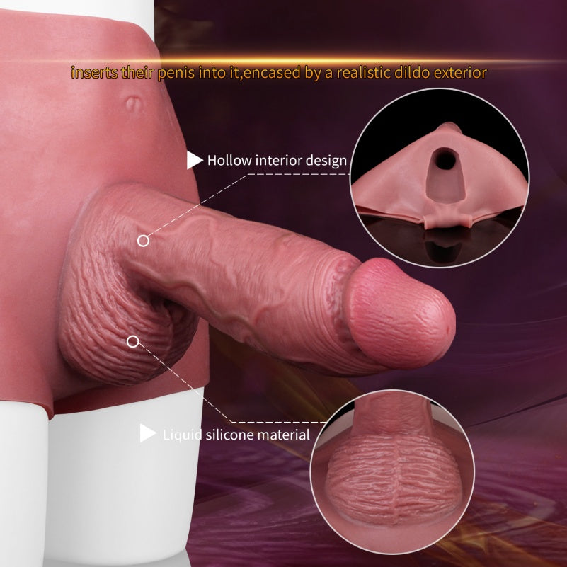 Thick Dildo Penissleeve Extender Pants – High Waist Silicone Realistic Cock Sleeve Sheath Underwear