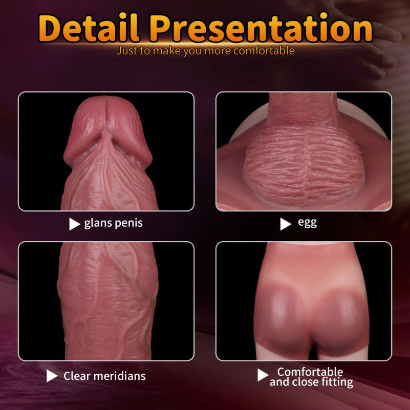 Thick Dildo Penissleeve Extender Pants – High Waist Silicone Realistic Cock Sleeve Sheath Underwear