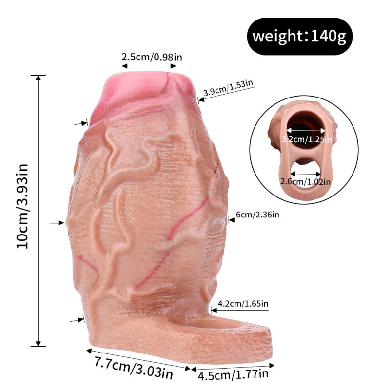 Fantasy Canine Inflatable Cock Sleeve – Male Penis Extension and Ejaculation Control Silicone Sex Toys