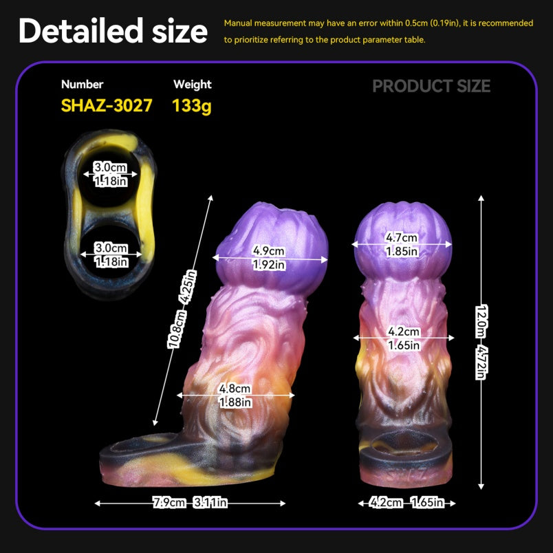 Fantasy Pumpkin-Head Cock Sleeve Cover Larger – 5-Inch Silicone Penis Extender for Men Sex Toys