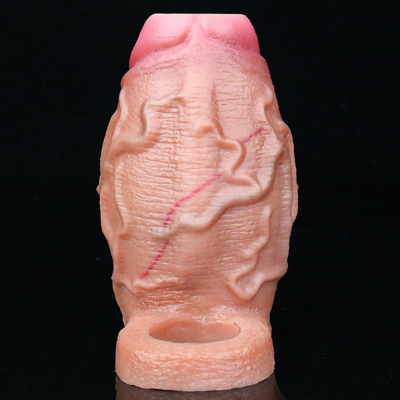 Fantasy Canine Inflatable Cock Sleeve – Male Penis Extension and Ejaculation Control Silicone Sex Toys