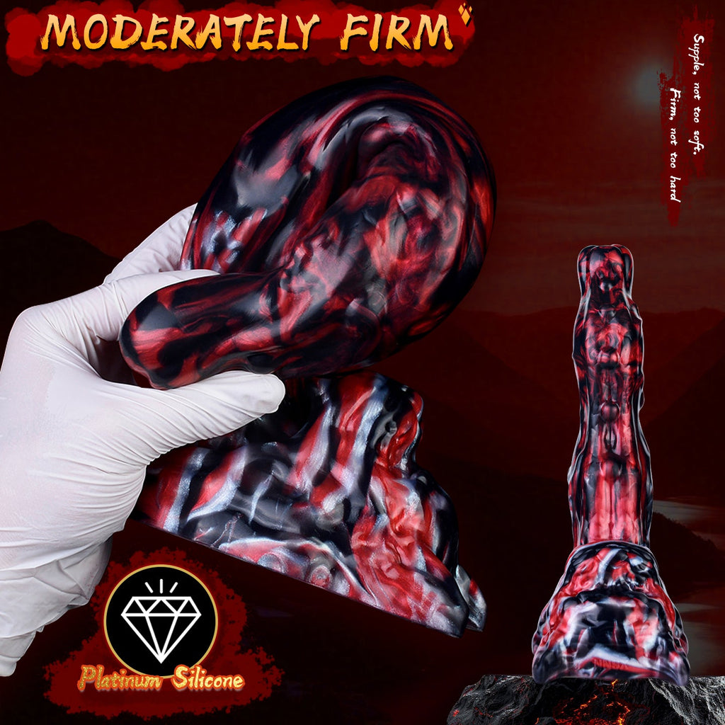 Domlust Black Tiger Monster Dildo | Obsidian Bloodswirl Platinum Silicone Fantasy Toy S–XXL