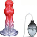 Domlust Squirting Dragon Dildo | Fake Cum Ejaculating Fantasy Toy – G-Spot Knot, Red & Purple Silicone
