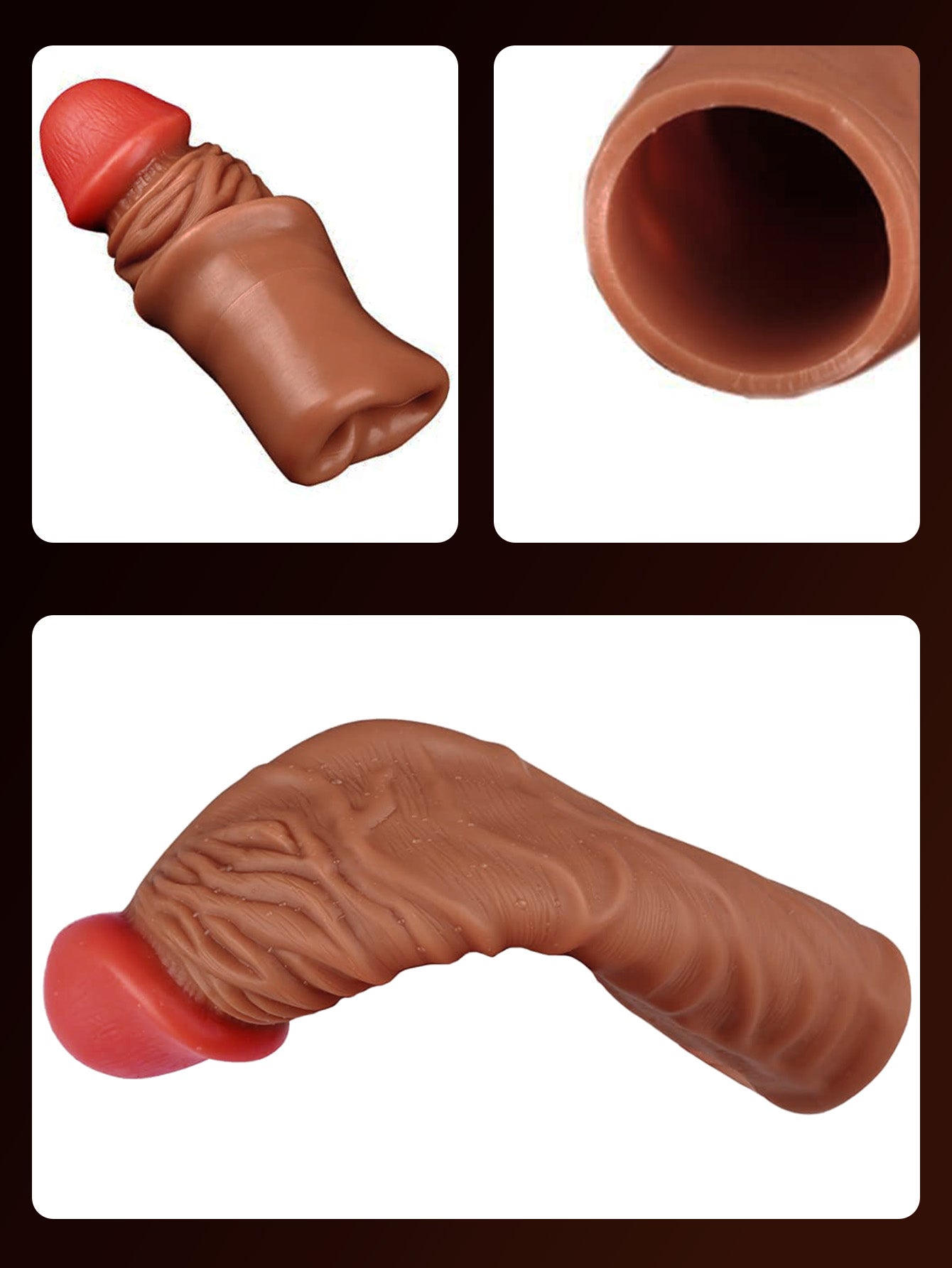 Realistic Cock Sleeve Condom Male Sex Toys - Life Size Penis Sheath Premium Enlarger