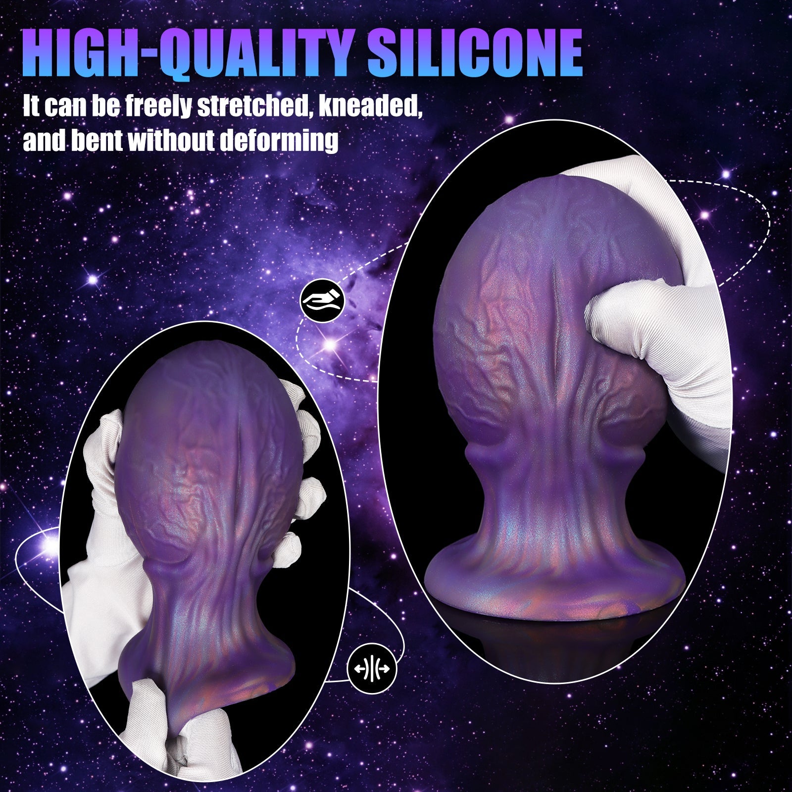 Iridescent Textured Silicone Anal Plug with Wide Base