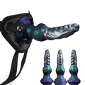 Domlust Metallic Knotted Dragon Dildo – Dual-Density Platinum Silicone Spiral Head Suction Cup Strap-On Fetish Sex Toy