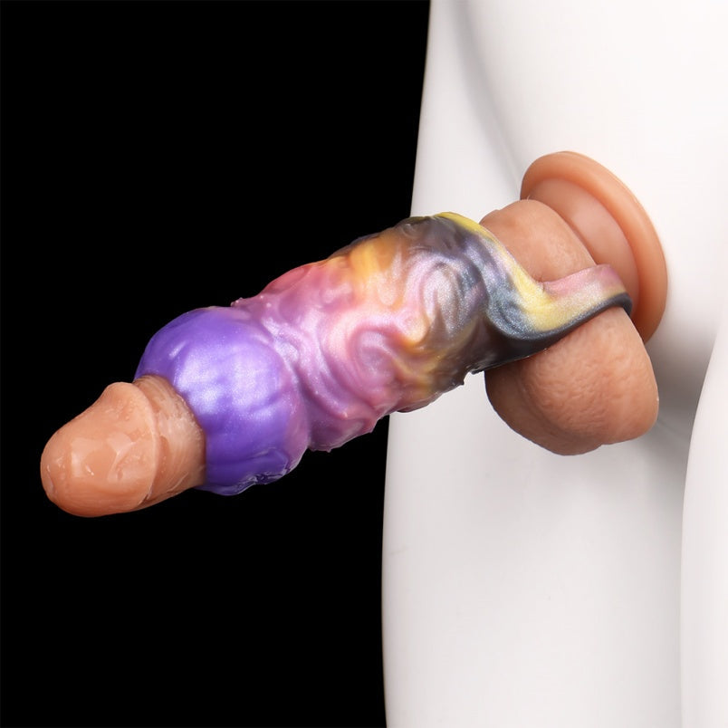 Fantasy Pumpkin-Head Cock Sleeve Cover Larger – 5-Inch Silicone Penis Extender for Men Sex Toys