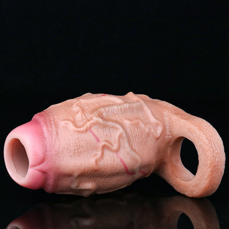 Fantasy Canine Inflatable Cock Sleeve – Male Penis Extension and Ejaculation Control Silicone Sex Toys