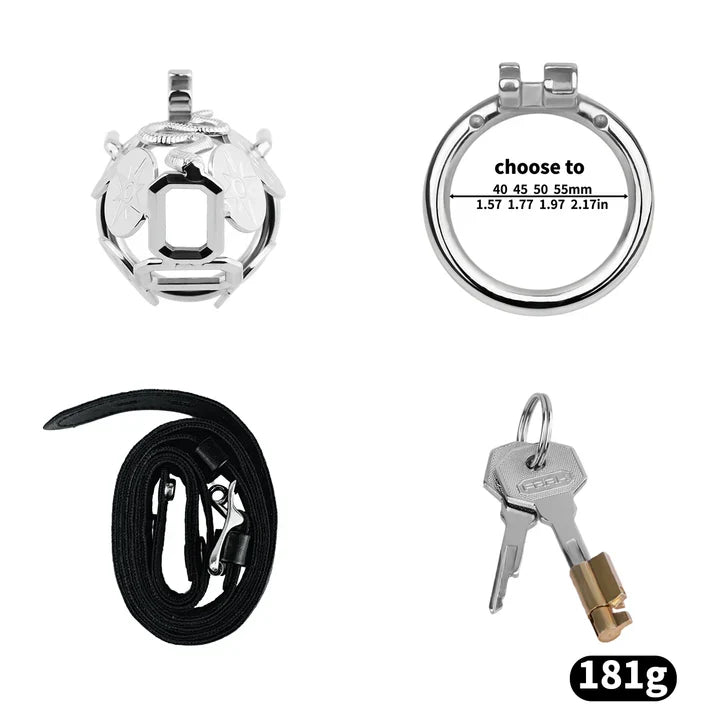 Solar Serpent Stainless Steel Chastity Cage – Coiled Snake Design