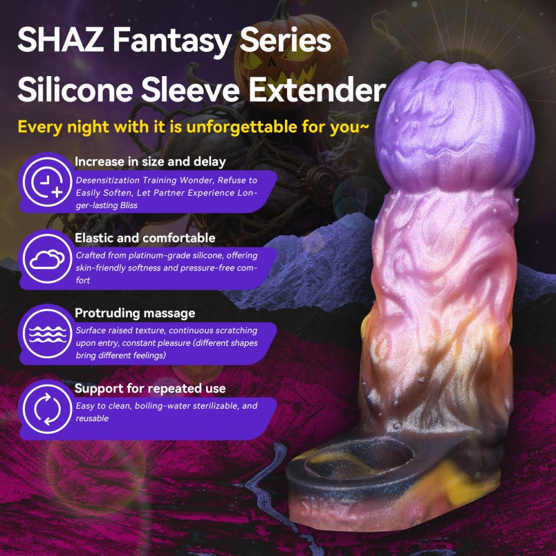 Fantasy Pumpkin-Head Cock Sleeve Cover Larger – 5-Inch Silicone Penis Extender for Men Sex Toys