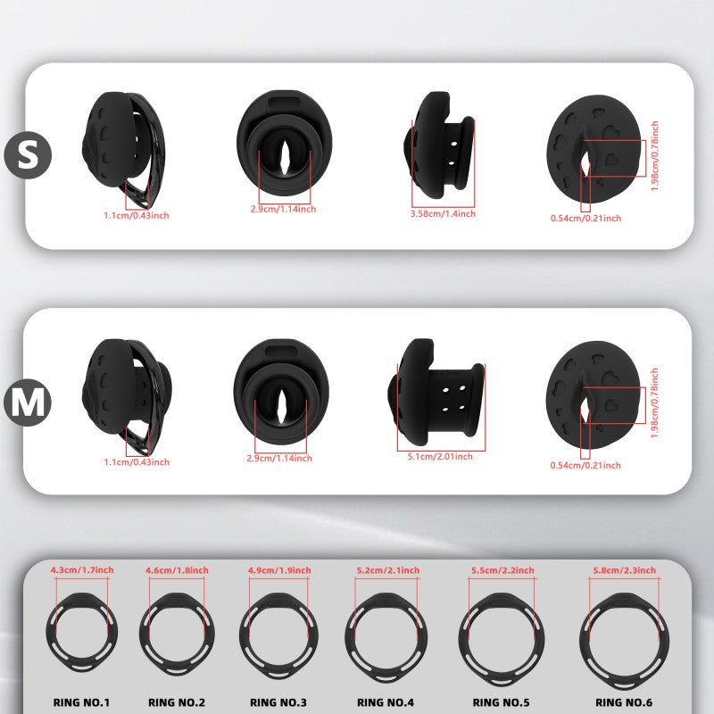 Recessed Silicone Chastity Cage for Men | Ergonomic Inward Design Wearable Device with Remote Vibration & Adjustable Fit System