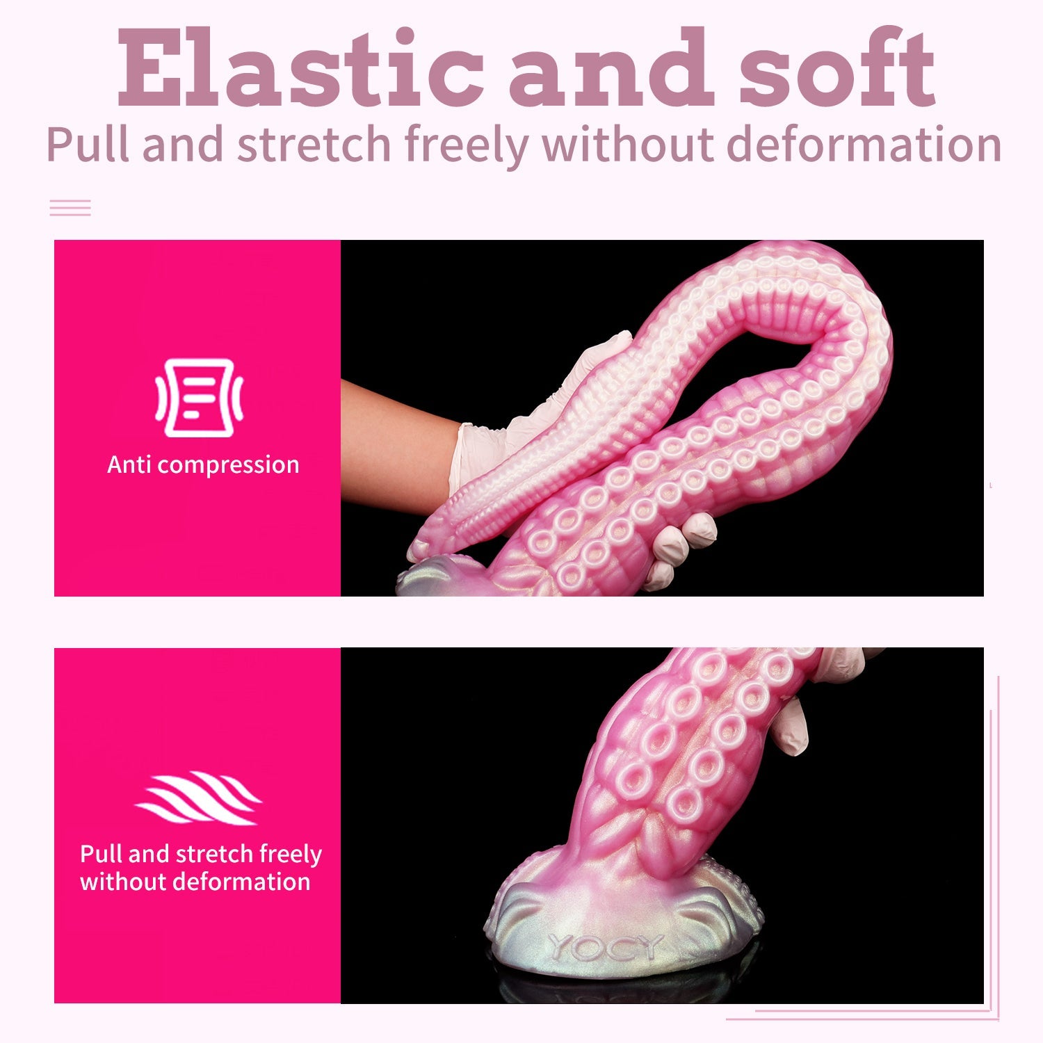 Platinum Silicone Tentacle Dildo – Fantasy Pink Big Suction Cup Sex Toys | S to XXL 25 Inch Sizes
