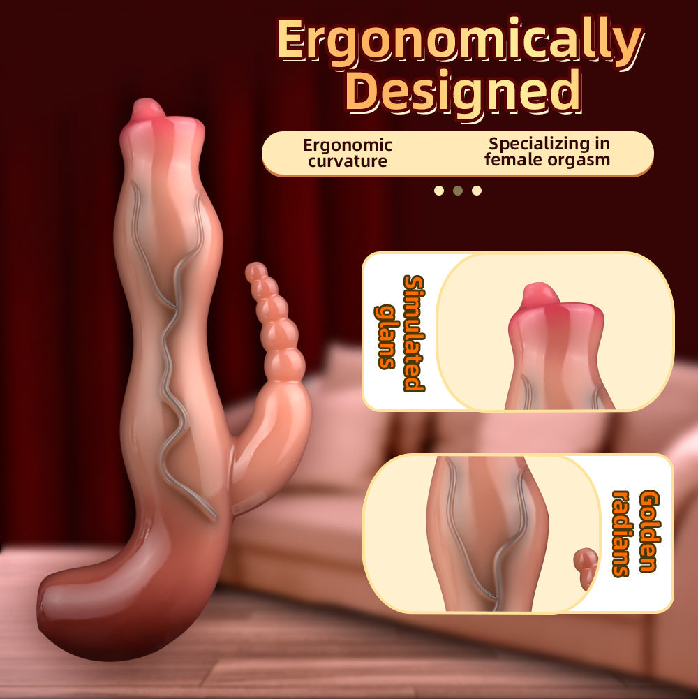 Fantasy Vibrating Dildo Anal Beads Clit Stimulator - Silicone Realistic Vibrator Sex Toys for Women