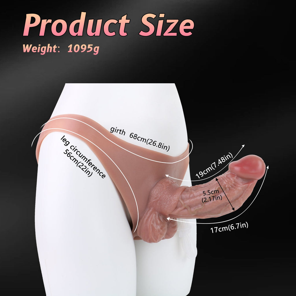 Realistic Thick Cumming Dildo Panties - Scarred Veiny Strap On Silicone Underwear for Women