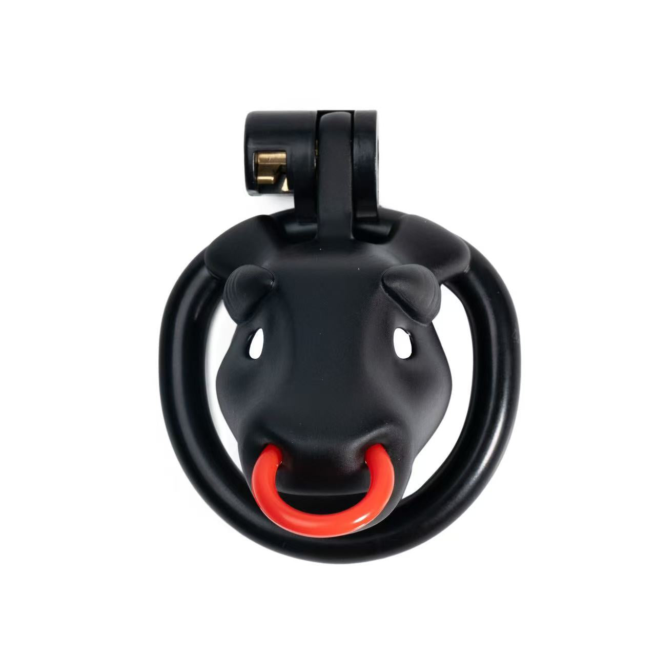 Red Bull Head Male Chastity Cage | Detachable Nose Ring & Leash-Compatible BDSM Device