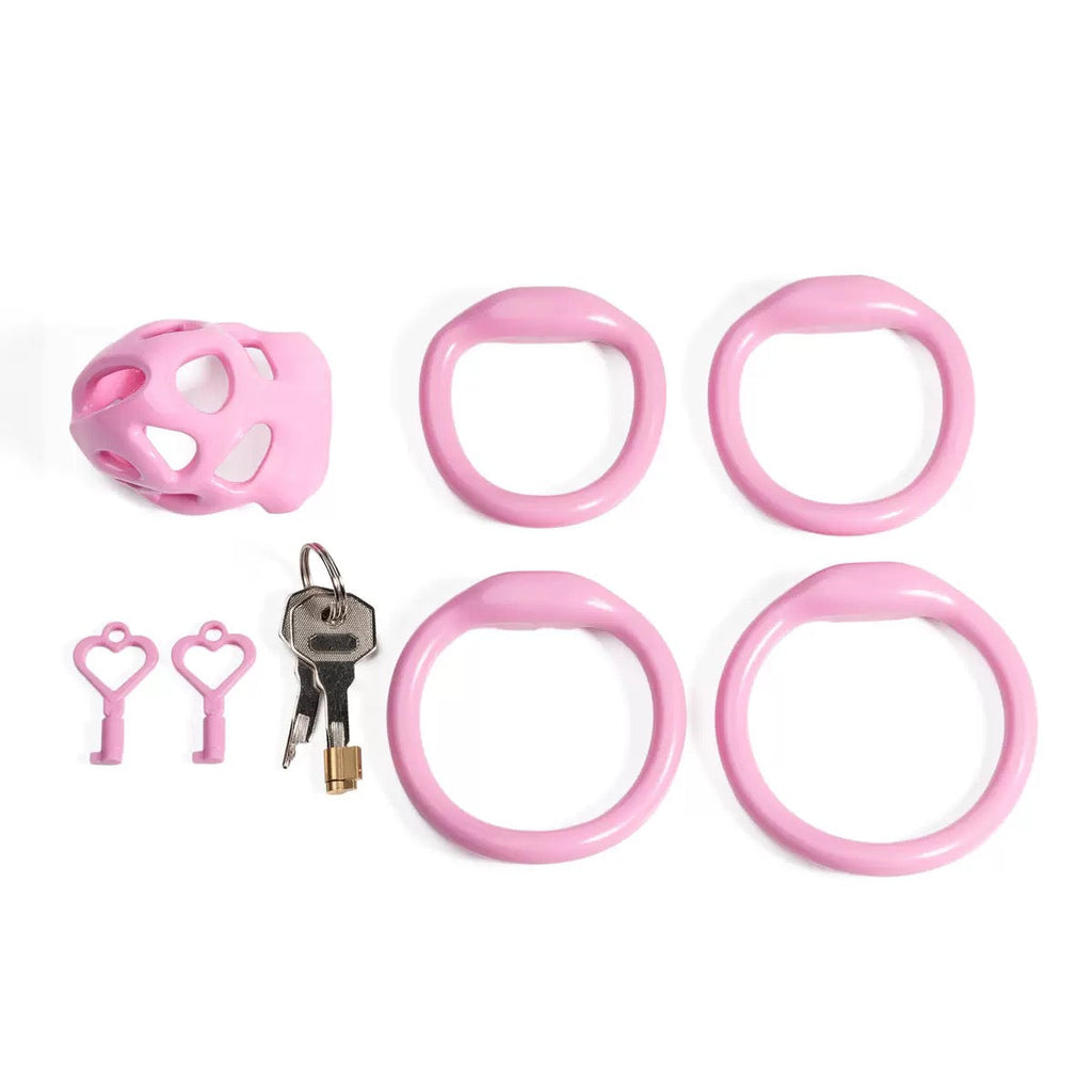 Men’s Openwork Resin Chastity Cage 33mm – Breathable Lightweight Male Locking Device with 4 Rings & Dual Locks