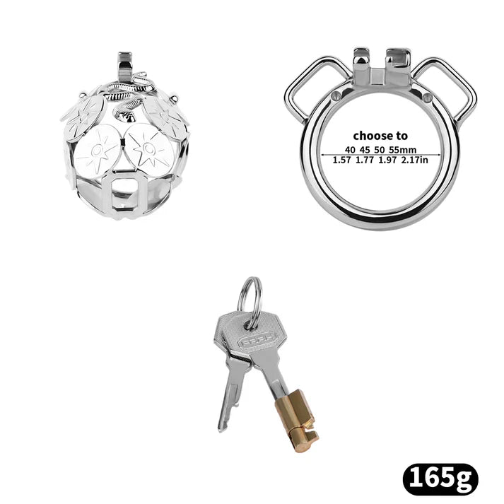 Solar Serpent Stainless Steel Chastity Cage – Coiled Snake Design