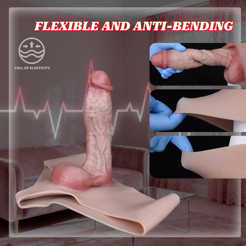Realistic Thick Hollow Dildo Sheath Underwear - 9 inch Penis Sleeve Male Silicone Pants