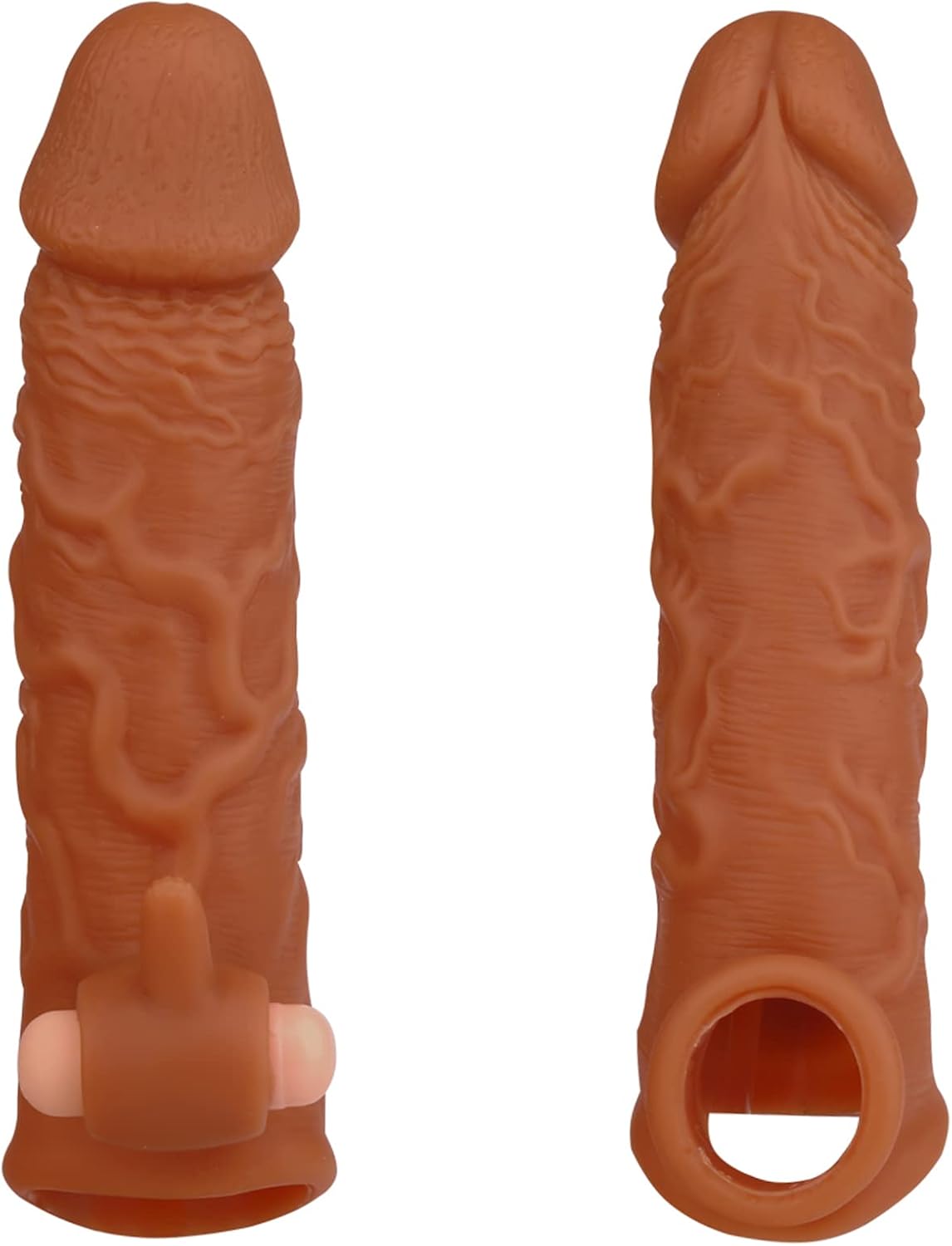 Life Size Penis Sleeve Condom - Vibrating Bullet Cocksleeve Clit Stimulator Sex Toys for Men