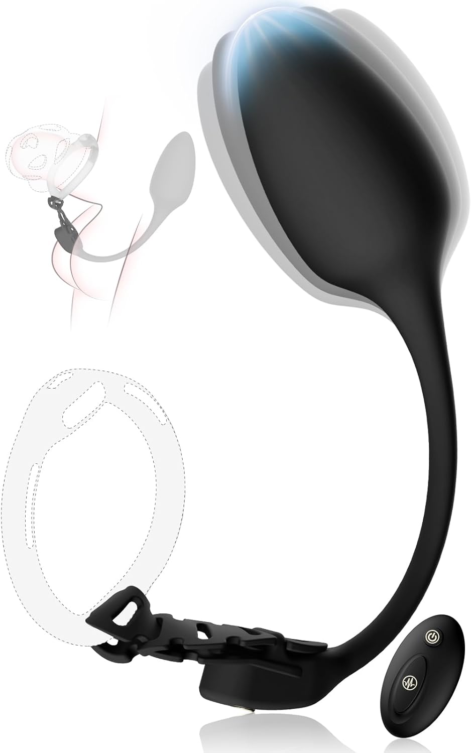 Vibrating Anal Plug for Chastity Cage – Adjustable Strap Prostate Massager with 10 Modes (Remote Control, Silicone)