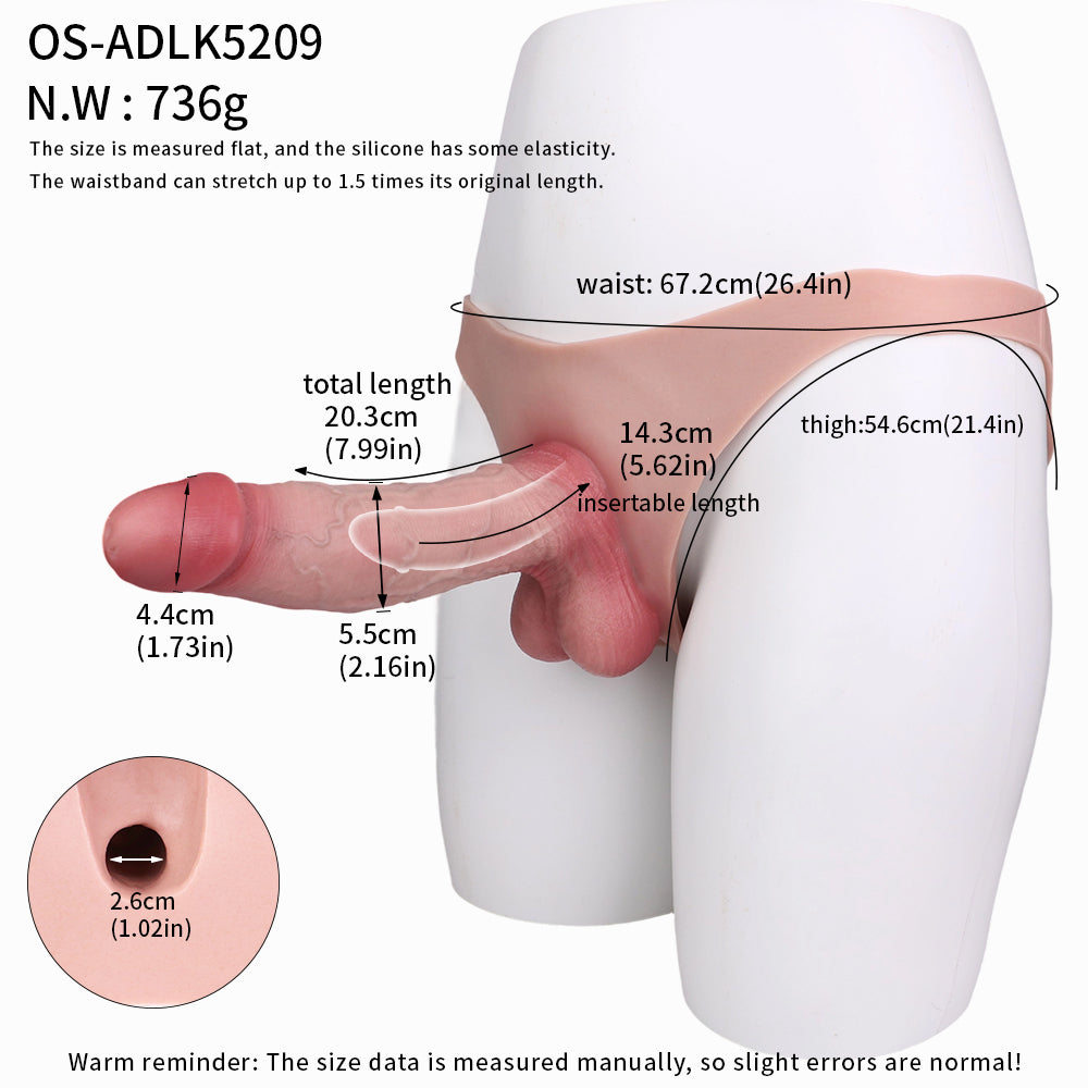 Wearable Penis Sleeve Sheath Underwear - Lightskin Dildo Life Size Pegging Sexuality