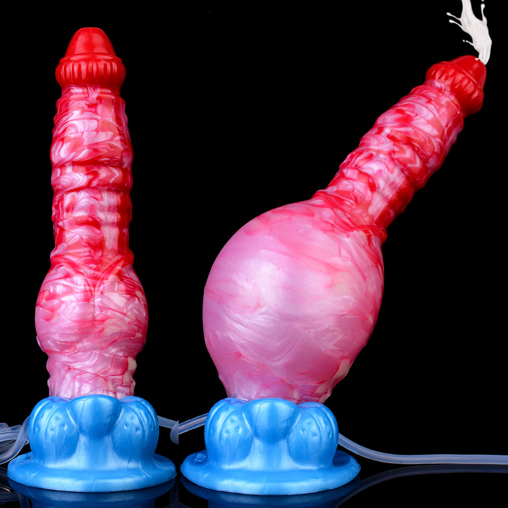 Squirting Inflatable Dog Dildo Butt Plug - Strapon Pegging Prostate Massager Sex Toys for Women