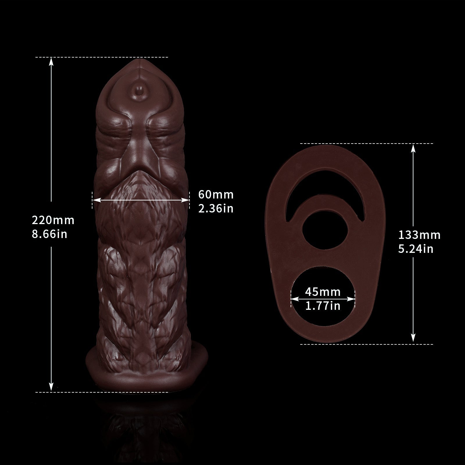 Huge Life Size Penis Sleeve Enlarger - Ebony Monsterdildo Cock Ring Delay Ejaculation Sex Toy for Men