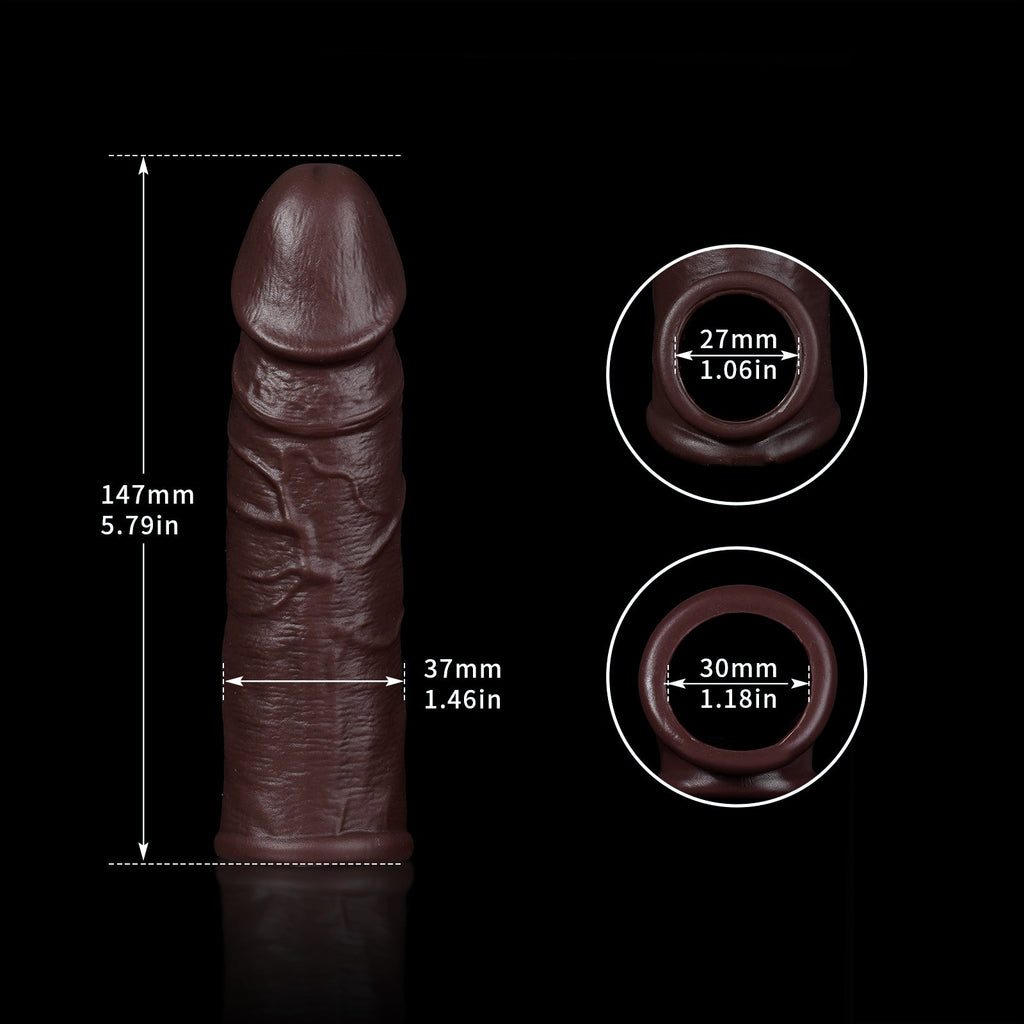 Life Size Cock Sleeve Enlarger - Realistic Dildo Penis Ring Premium Silicone Sex Toy for Men