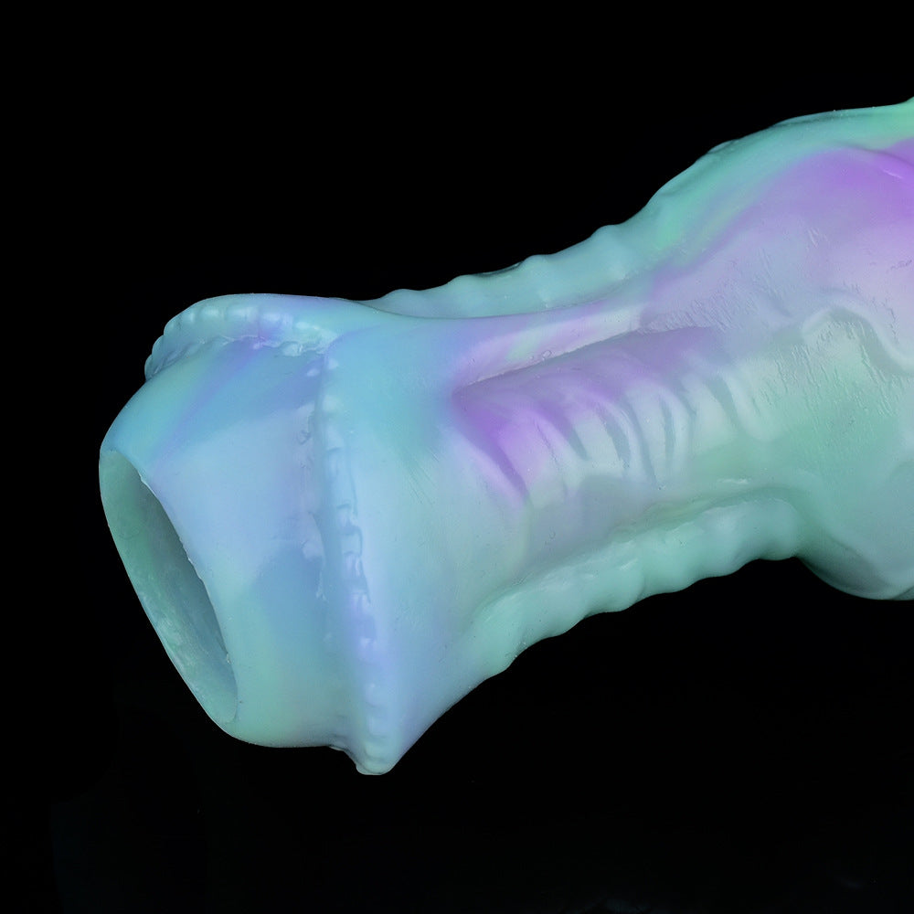Luminous Monsterdildo Cock Sleeve - Silicone Penis Ring Condom Extender Sex Toy for Men