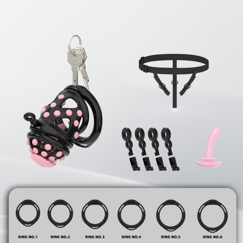 Silicone Soft Nail Chastity Cage | Male Chastity Device with Airport-Security Plastic Lock – 3 Wearing Methods, Pink/Black/Purple, S/M Sizes