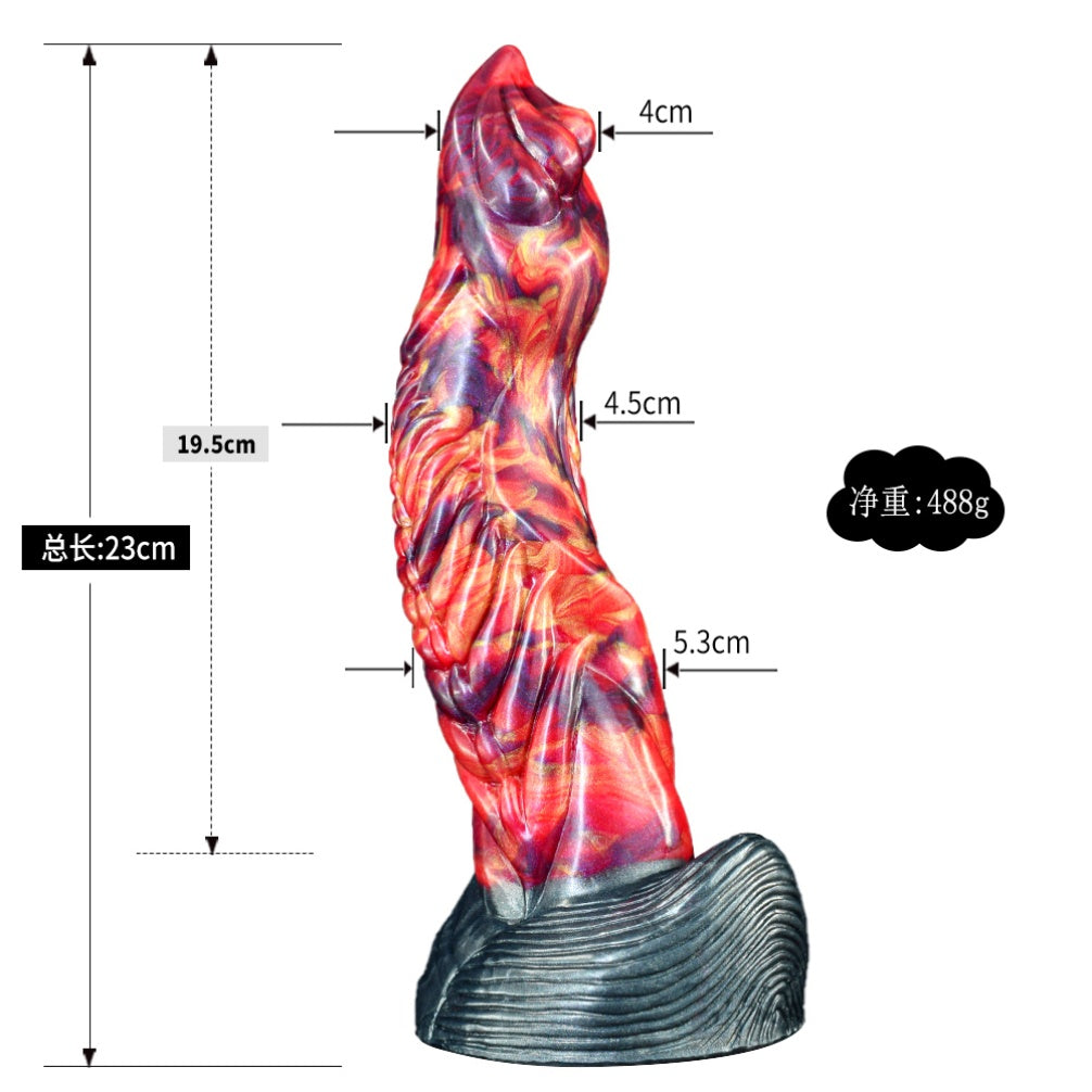 Domlust Fire Dragon Dildo – Platinum Silicone Spiral Rib Creature Cock with Suction Cup | G-Spot & Anal