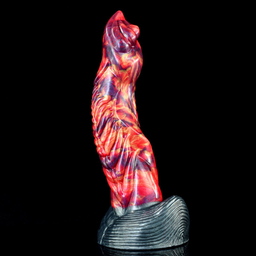 Domlust Fire Dragon Dildo – Platinum Silicone Spiral Rib Creature Cock with Suction Cup | G-Spot & Anal