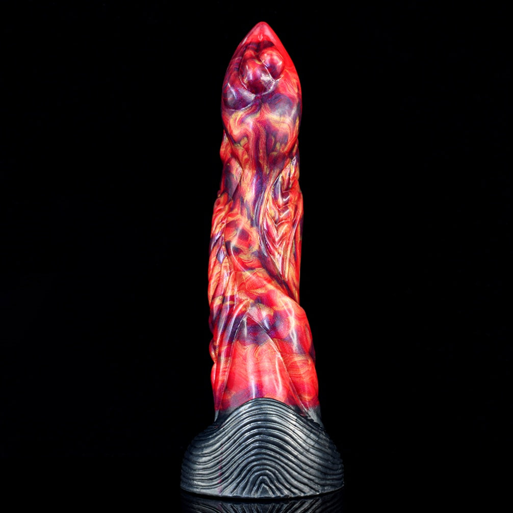 Domlust Fire Dragon Dildo – Platinum Silicone Spiral Rib Creature Cock with Suction Cup | G-Spot & Anal