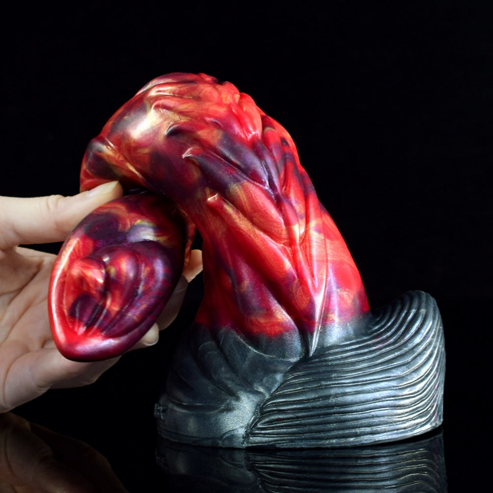 Domlust Fire Dragon Dildo – Platinum Silicone Spiral Rib Creature Cock with Suction Cup | G-Spot & Anal