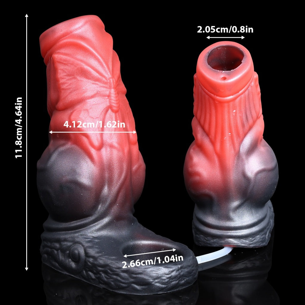 Blood Red Fantasy Canine Cock Sleeve – Open-Ended Silicone Penis Extender for Desensitization & Girth Enhancement