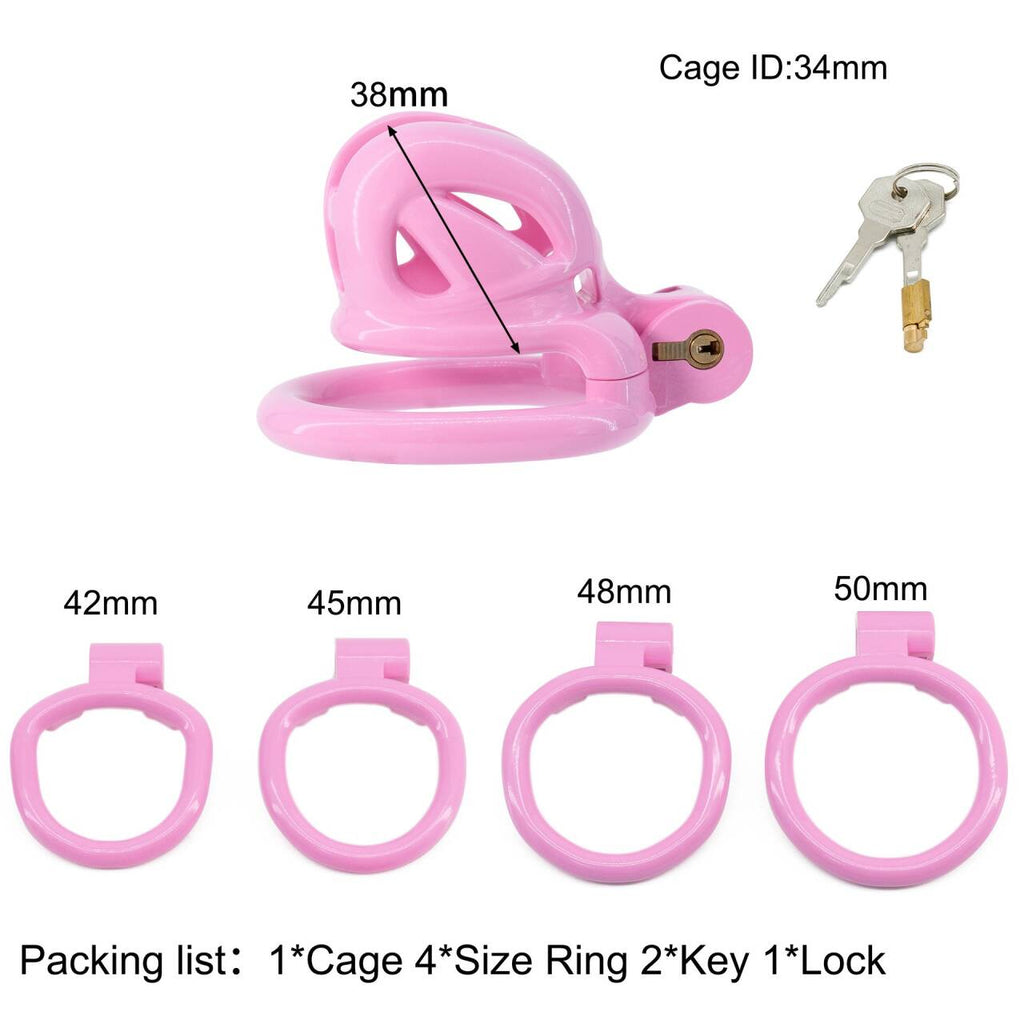 Mini Cobra N Male Chastity Cage with Lock & 4 Rings – Resin Virginity Device for Men