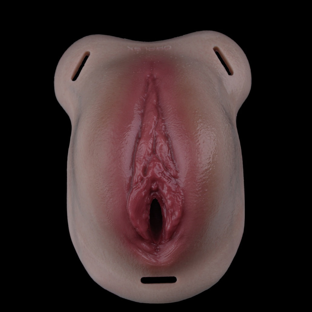 Fleshy Silicone Leather Strap-On Fake Pussy – Wearable Fake Vagina for Crossdressing & Feminization Sex Toys