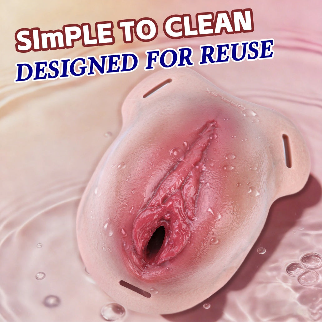 Fleshy Silicone Leather Strap-On Fake Pussy – Wearable Fake Vagina for Crossdressing & Feminization Sex Toys