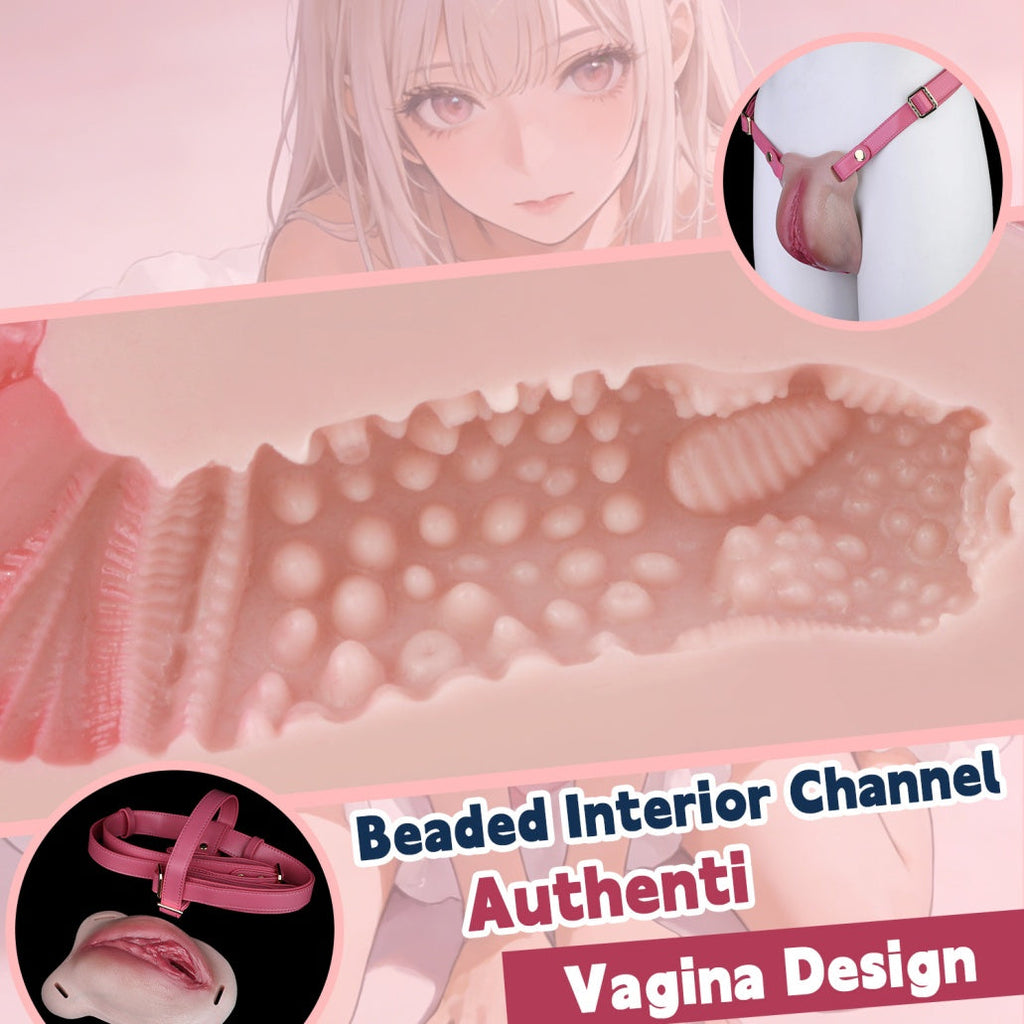 Fleshy Silicone Leather Strap-On Fake Pussy – Wearable Fake Vagina for Crossdressing & Feminization Sex Toys