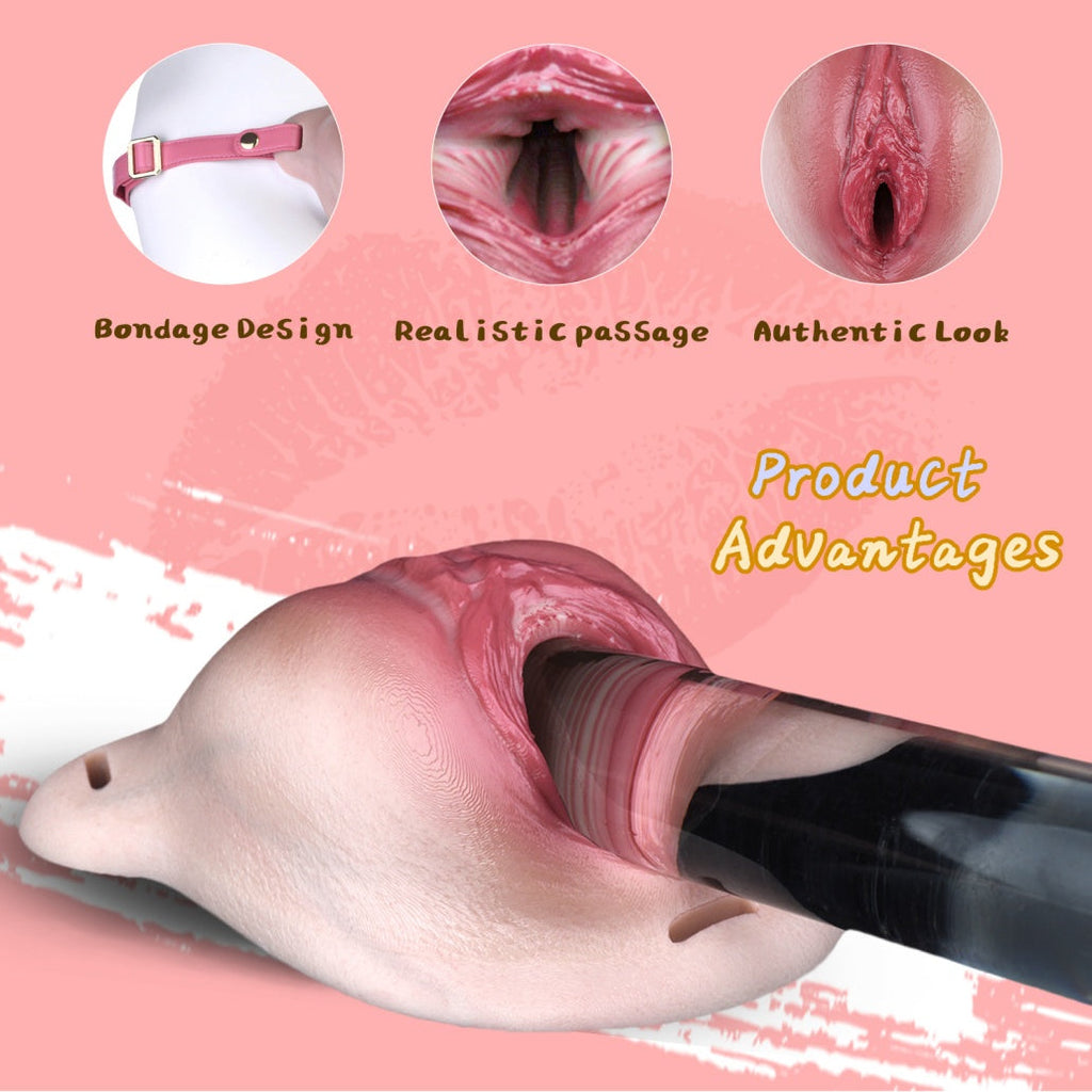 Fleshy Silicone Leather Strap-On Fake Pussy – Wearable Fake Vagina for Crossdressing & Feminization Sex Toys