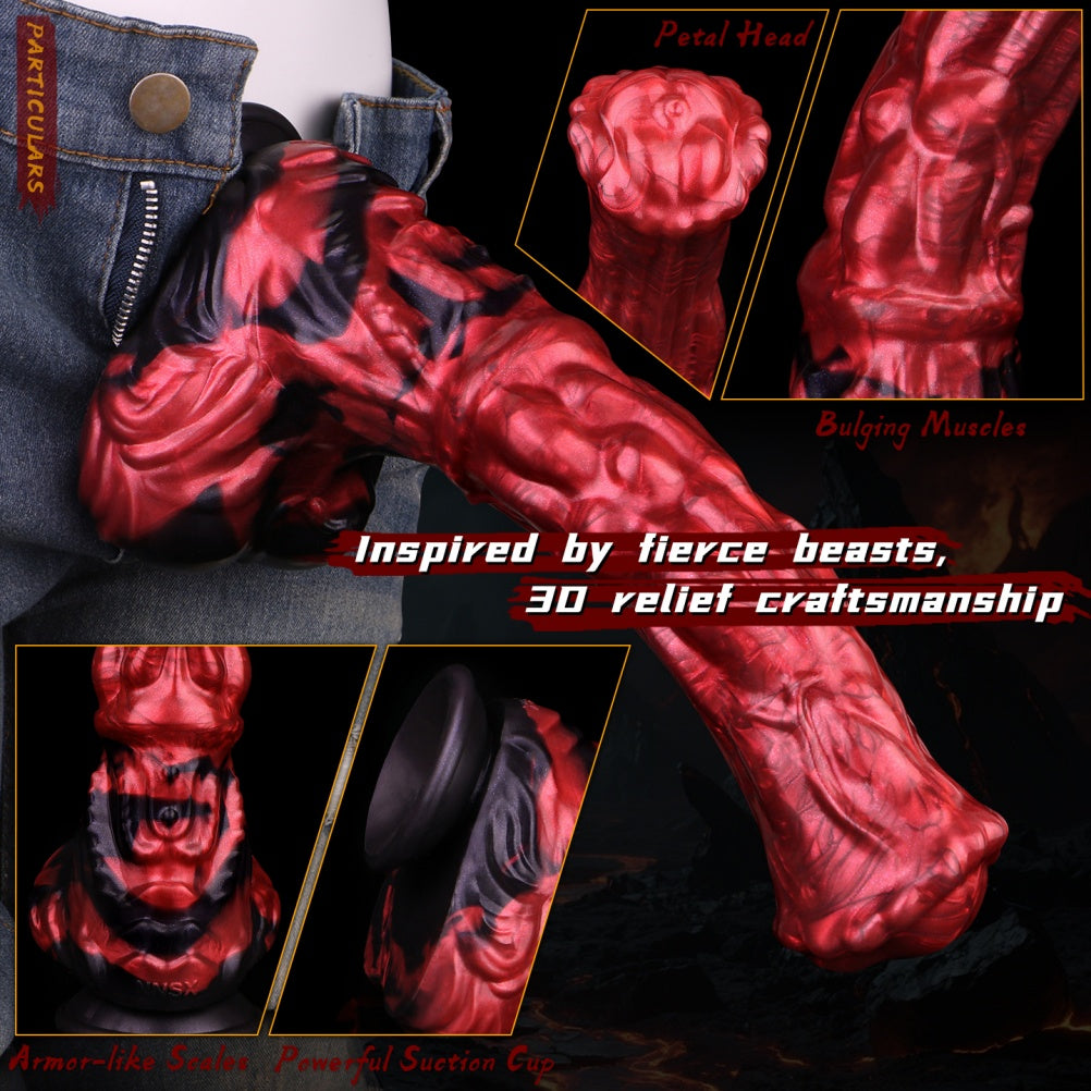 Domlust Stallion – Blood Red Fantasy Horse Dildo | Platinum Silicone with Suction Cup