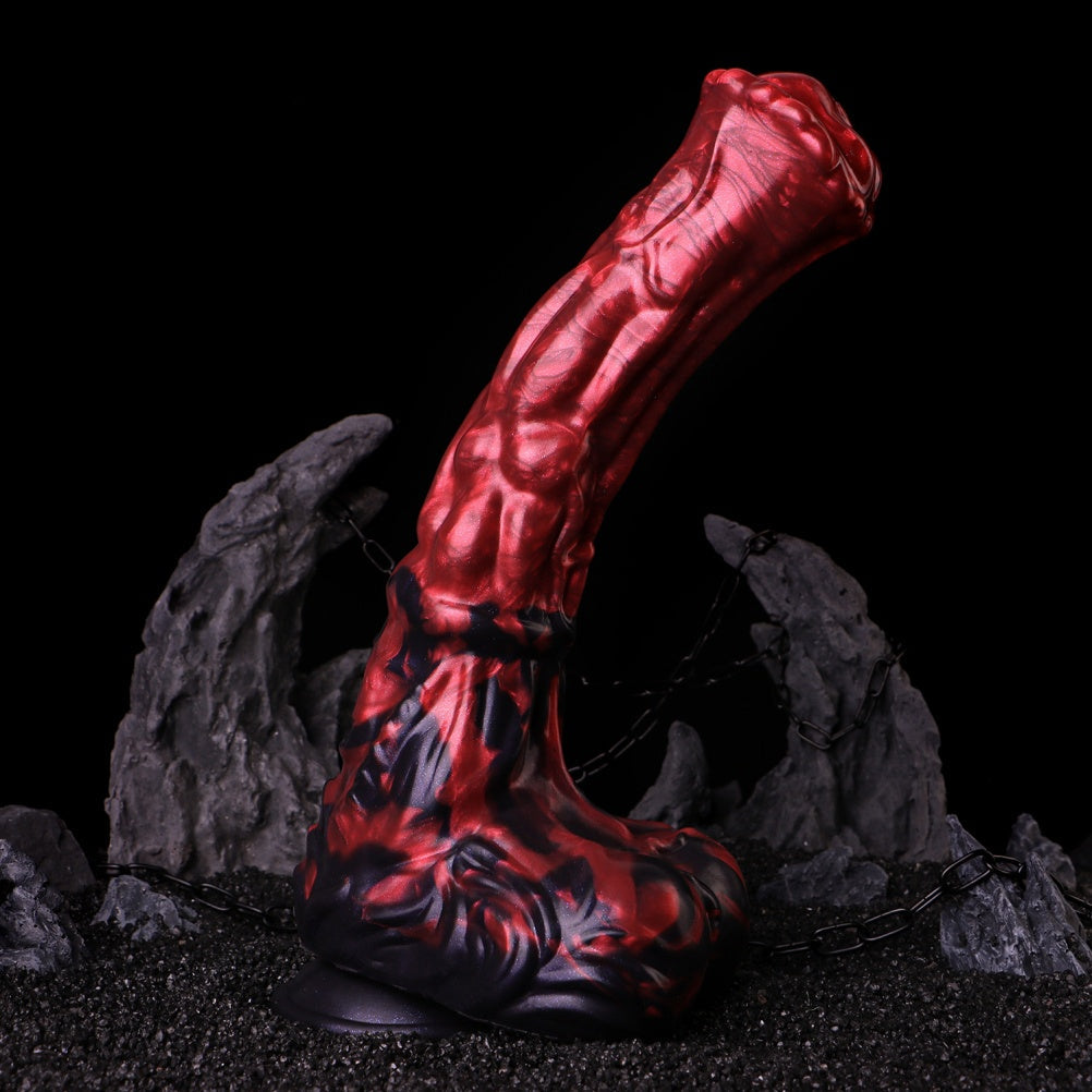 Domlust Stallion – Blood Red Fantasy Horse Dildo | Platinum Silicone with Suction Cup