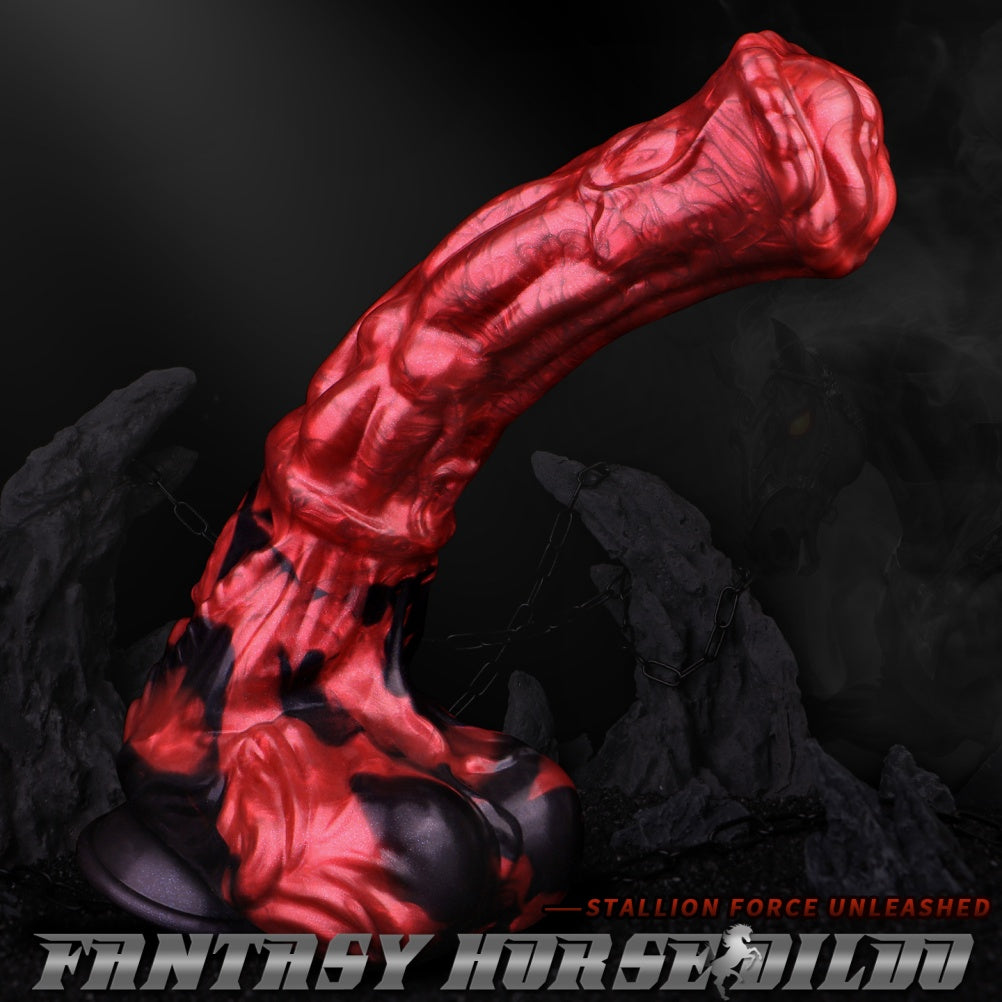 Domlust Stallion – Blood Red Fantasy Horse Dildo | Platinum Silicone with Suction Cup